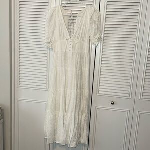 Petal & Pup white eyelet puff sleeve midi dress